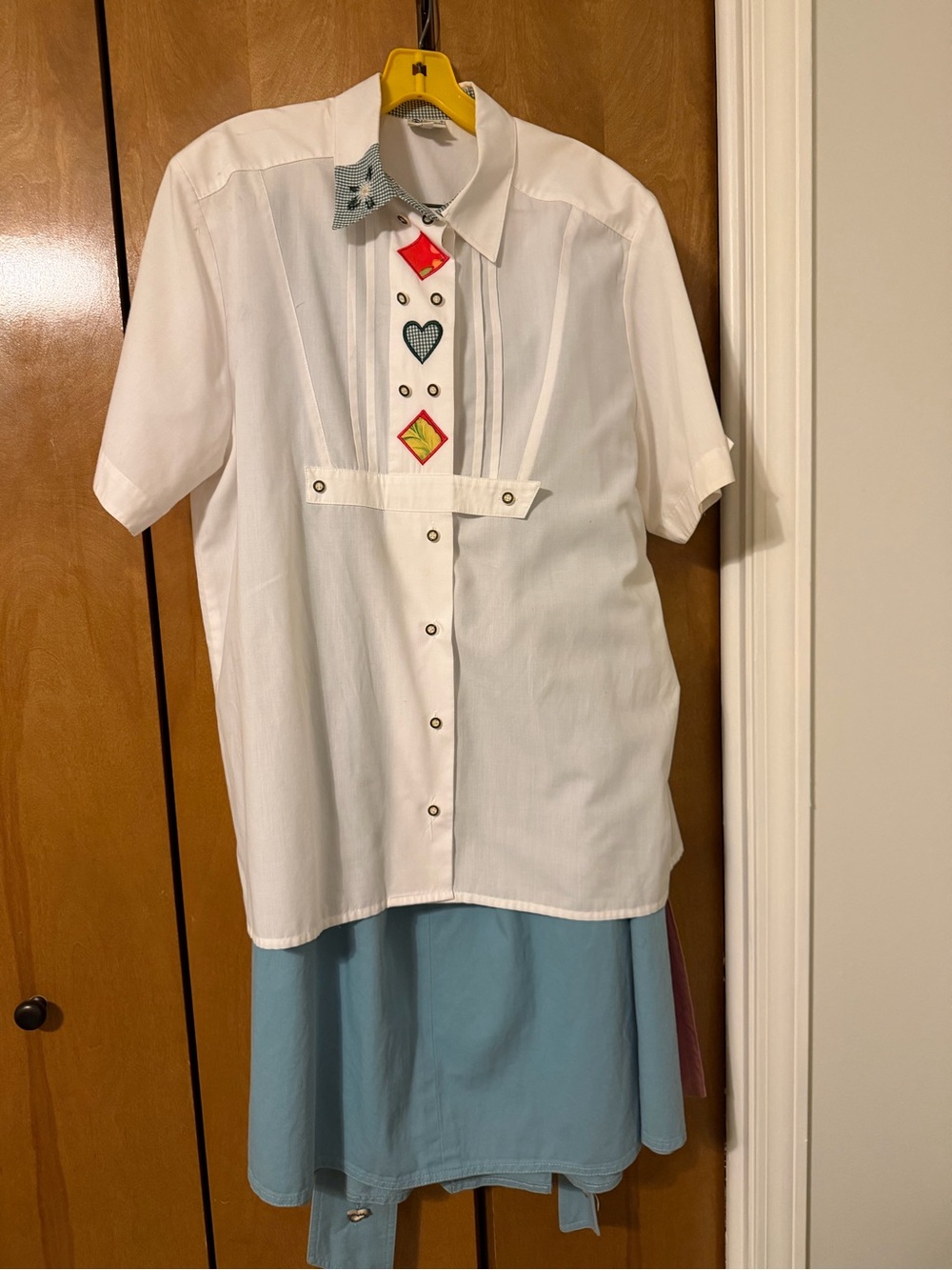 Distler Original White Short-Sleeve womens Embellished Shirt and Overall Skirt